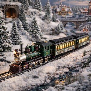 Thomas Kinkade Christmas Express HO Train Set with Tracks Controller & COA